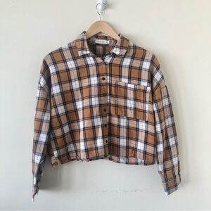 Cropped plaid button up shirt size small